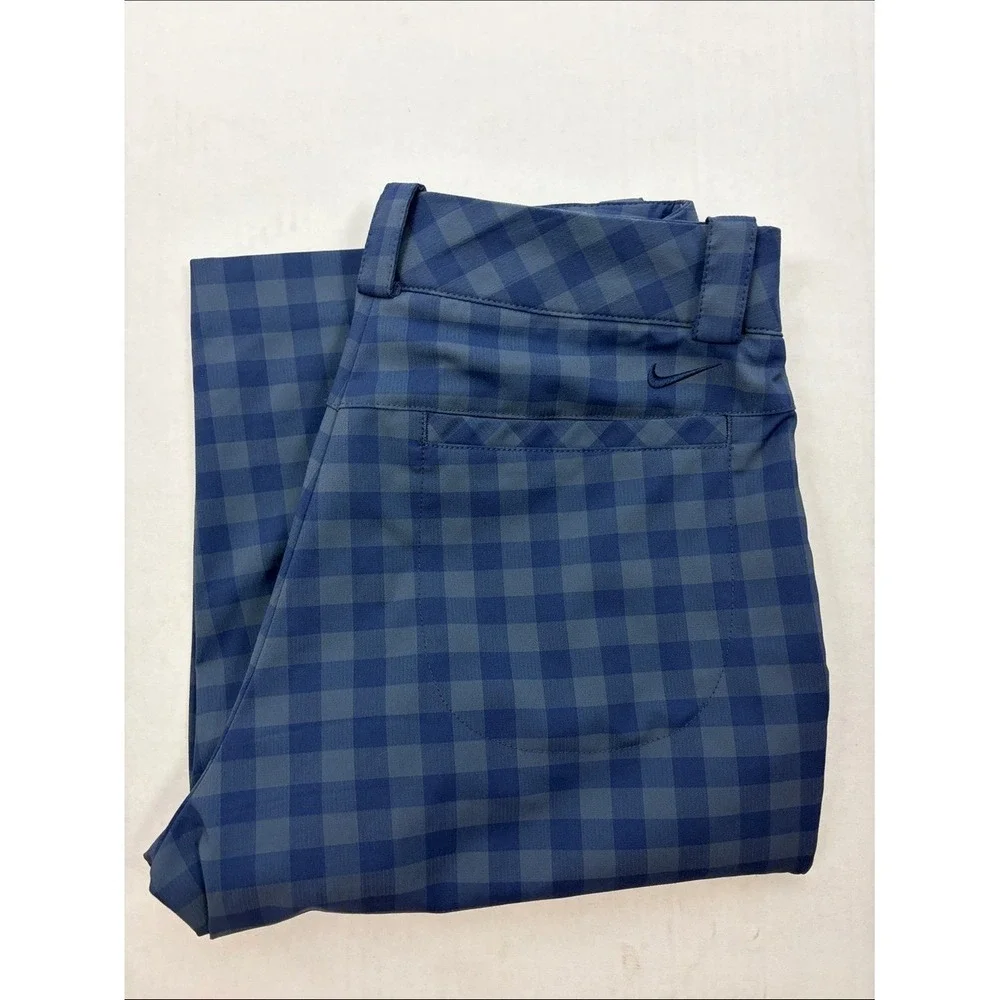 Nike Golf Tour Performance Dri-FIT Blue Check Plaid Golf Bermuda Shorts Womens 0